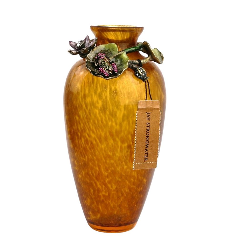JAY STRONGWATER 5 1/8" MINI FROG LILY PAD AMBER VASE BRAND NEW NO BOX, AUTHENTIC